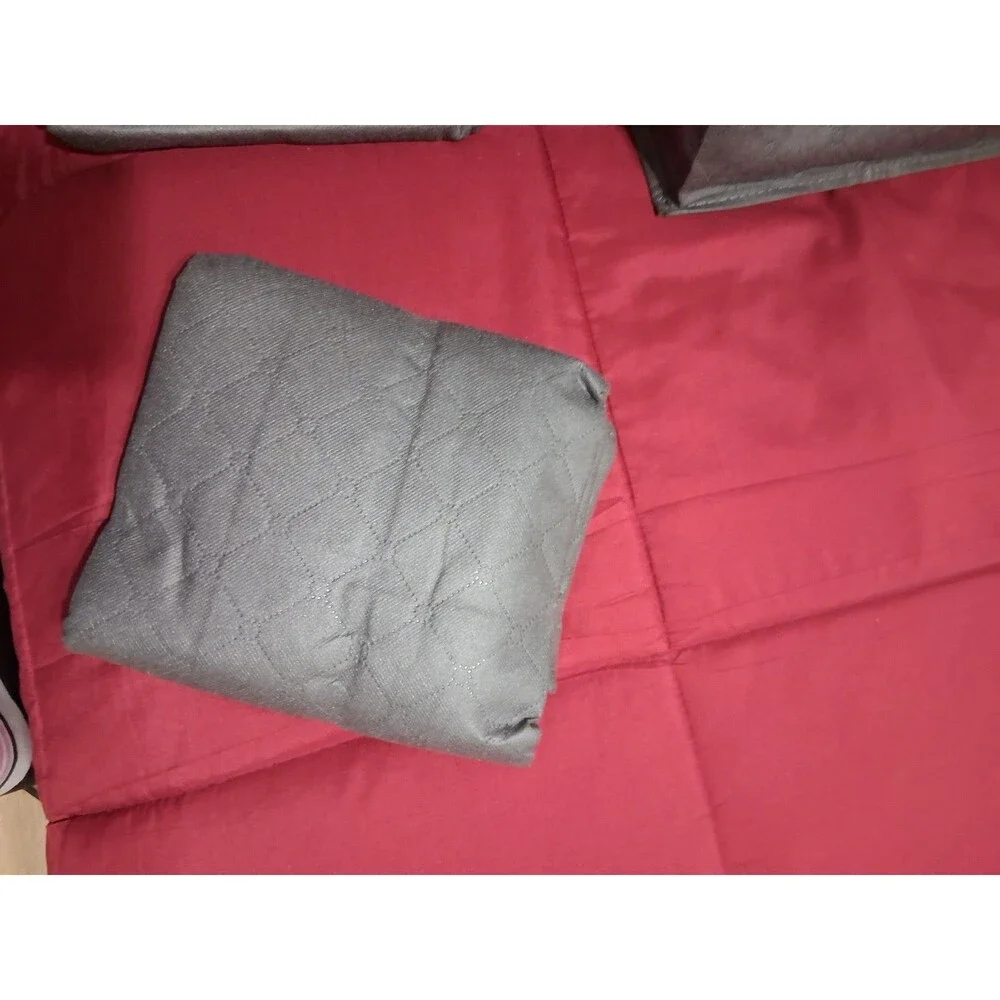 Gray Quilted Bedding Storage Bag Rectangular Fabric/Plastic Clear Window Zipper